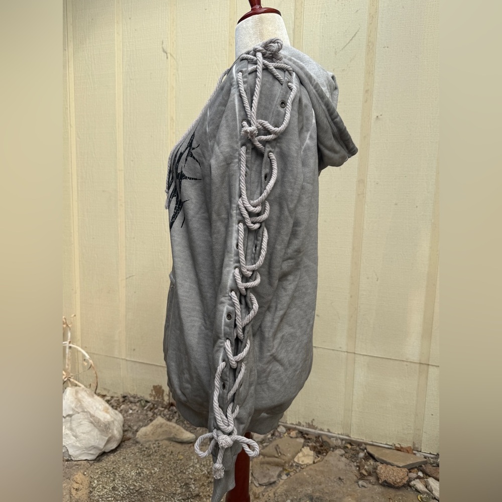 Darker Wavs Dolls Kill Modulation Hooded Sweatshirt Logo Rope Grunge Burning Man - Picture 3 of 6
